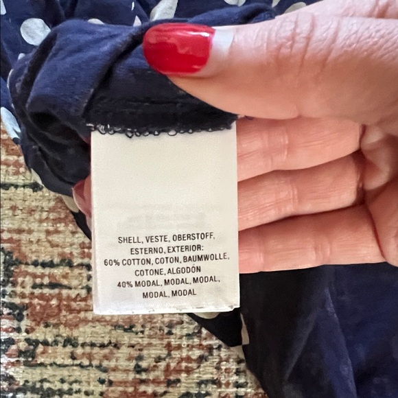 MAEVE BY ANTHROPOLOGIE Navy Polka Dot Women's Top Size: Large (L) - Picture 15 of 15